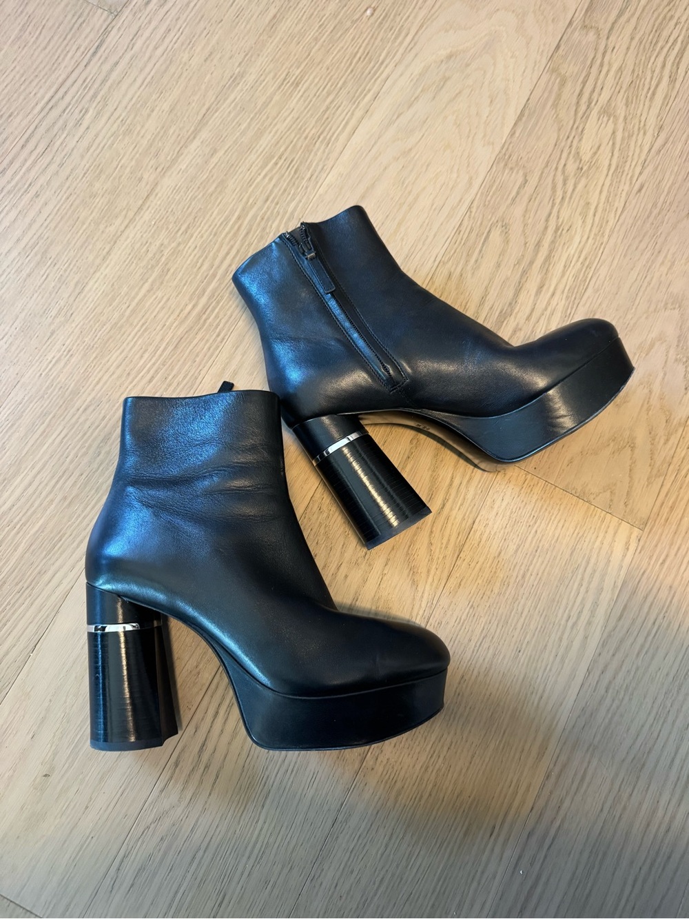 3.1 Phillip Lim - Black Leather Platform Ankle Boots - Women's High Heel Zip